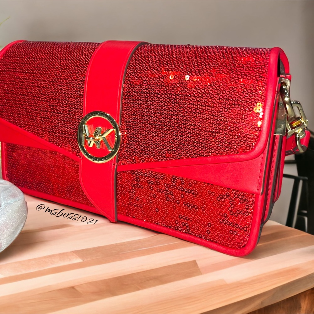 ULTRA RARE Michael Kors Greenwich Md Conv Shoulder Bag in Crimson NWT - Picture 3 of 9